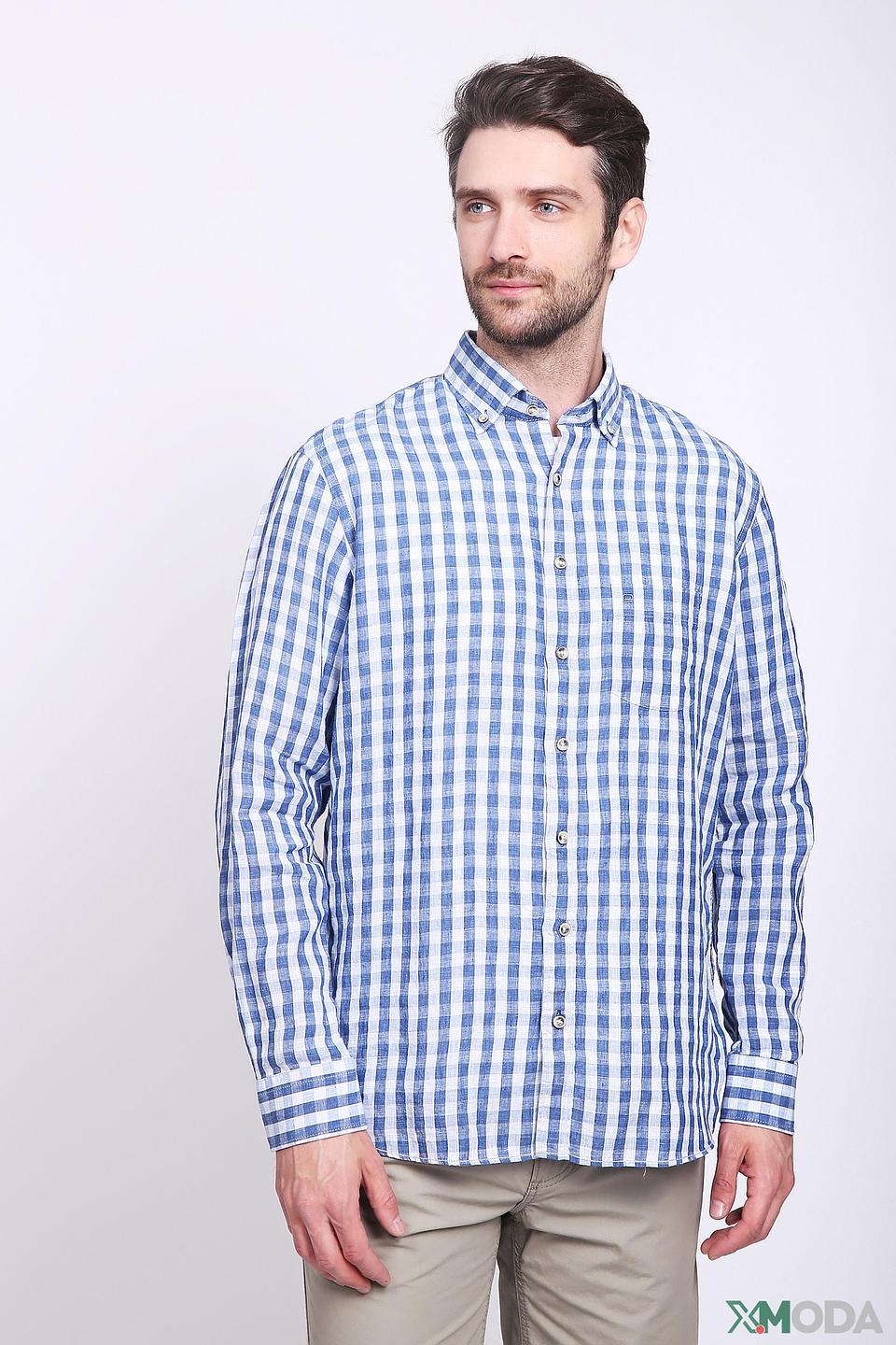 Рубашка Olymp в клетку голубую