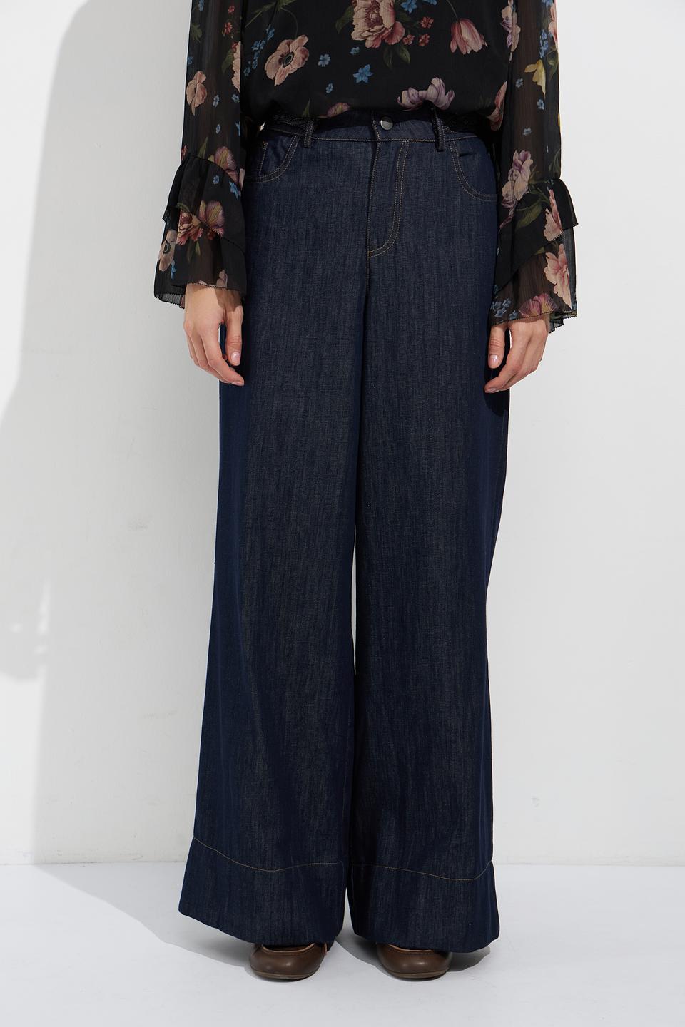 Джинсы клёш Oui тёмно-синие