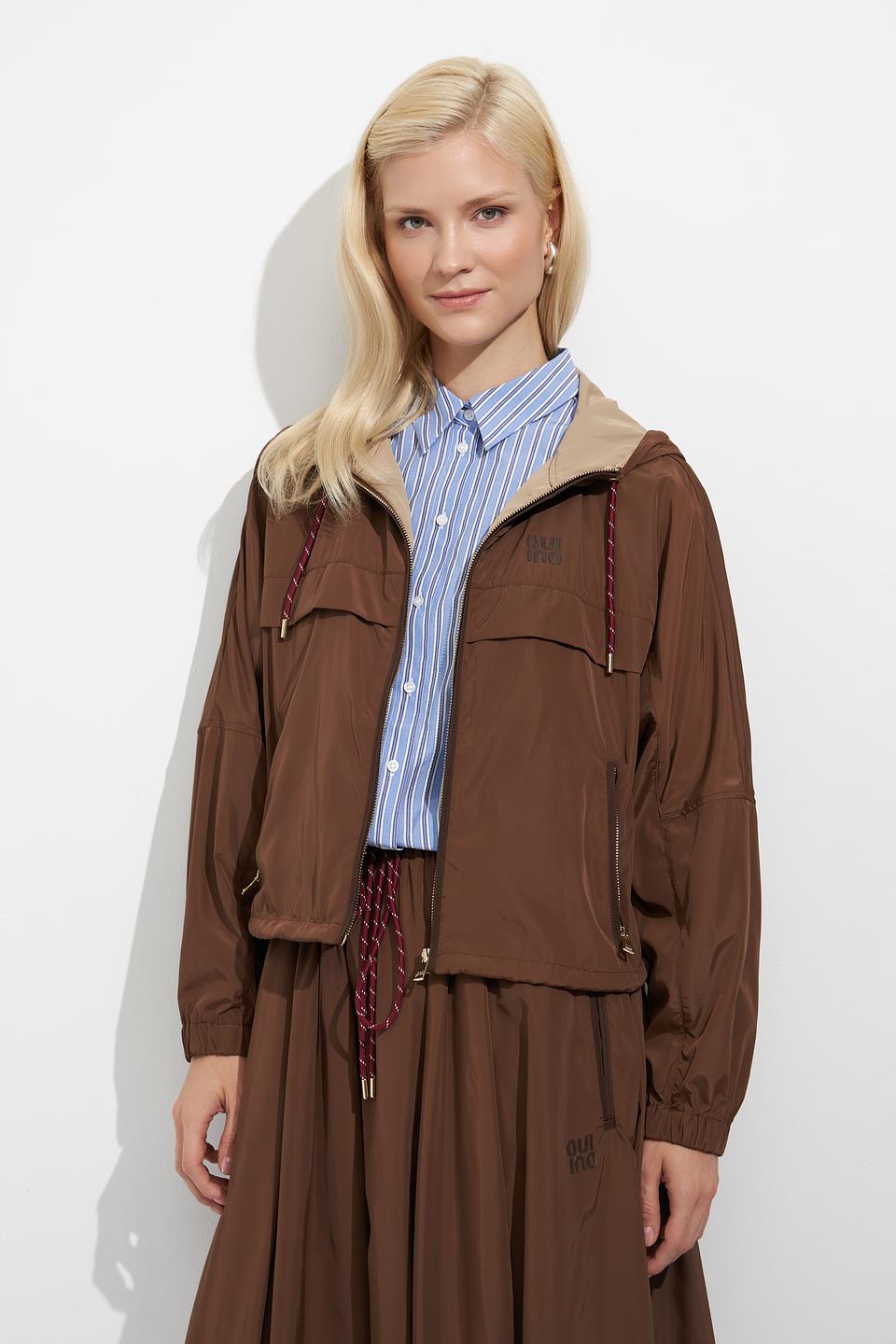 Куртка Oui коричневая с капюшоном
