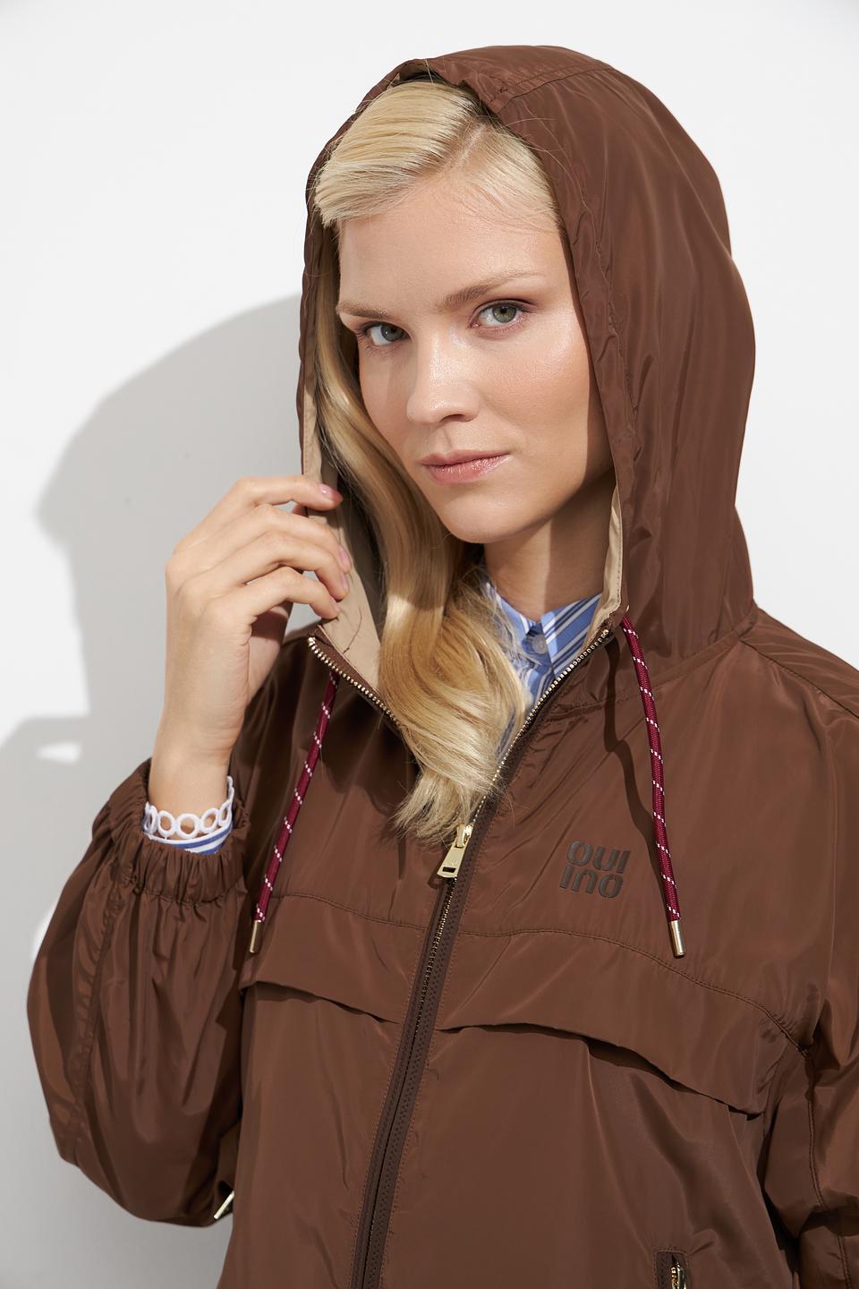 Куртка Oui коричневая с капюшоном