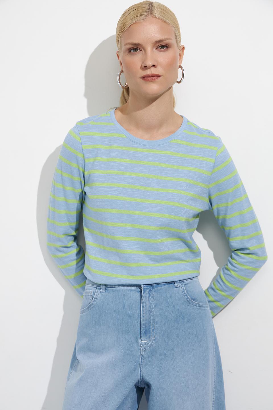 Футболка Lecomte в полоску голубую