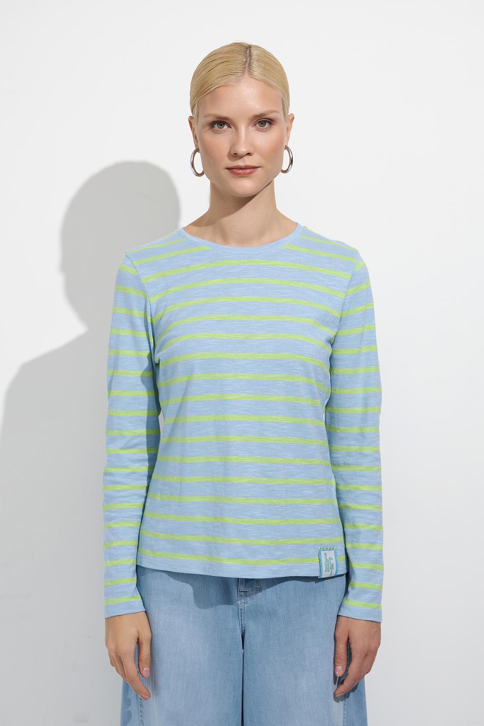 Футболка Lecomte в полоску голубую