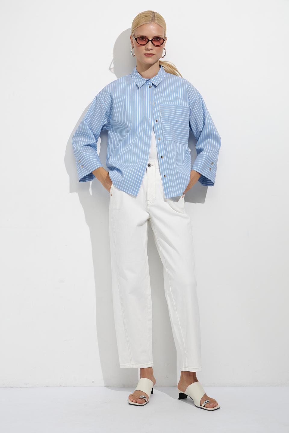 Блуза Betty and Co в полоску голубую