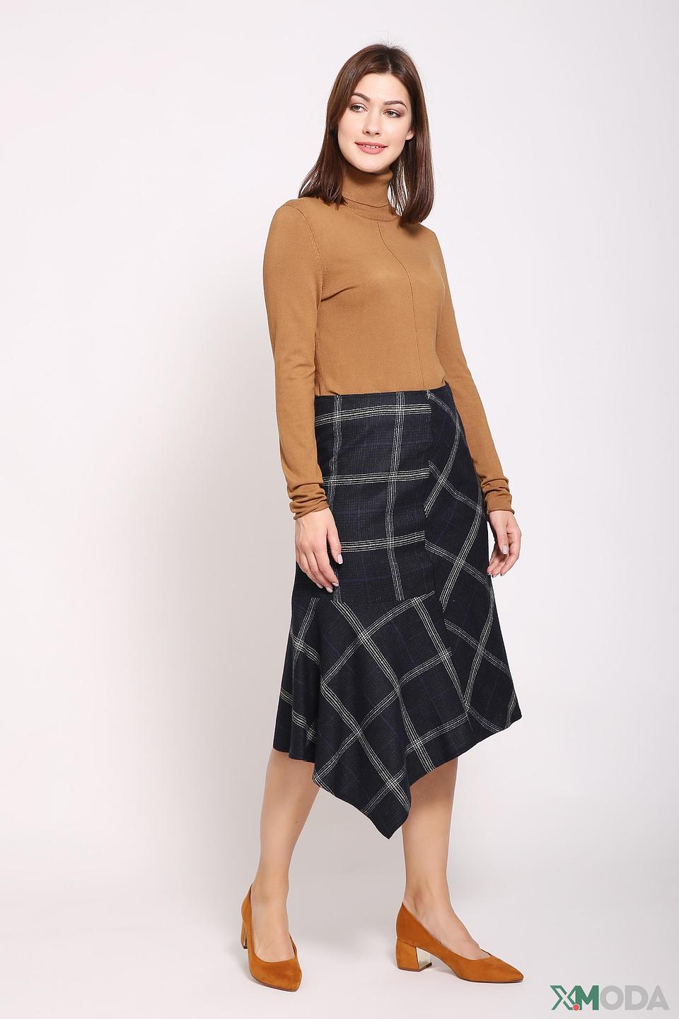 Юбка Gerry Weber синяя в клетку асимметричного кроя