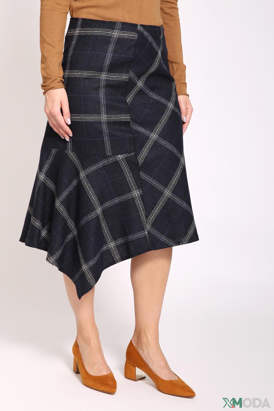 Юбка Gerry Weber синяя в клетку асимметричного кроя