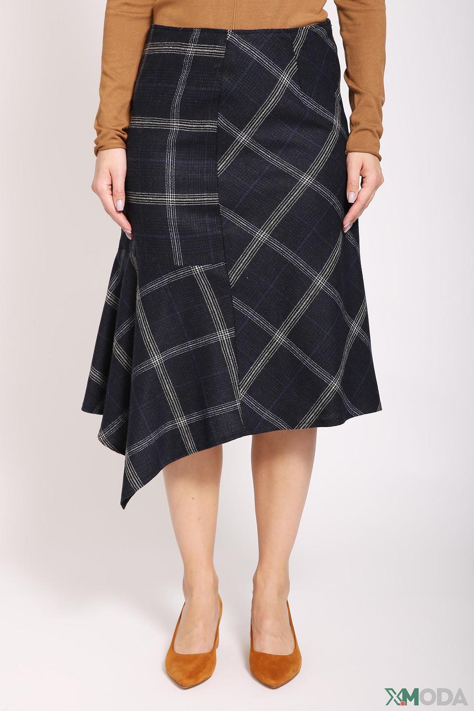 Юбка Gerry Weber синяя в клетку асимметричного кроя