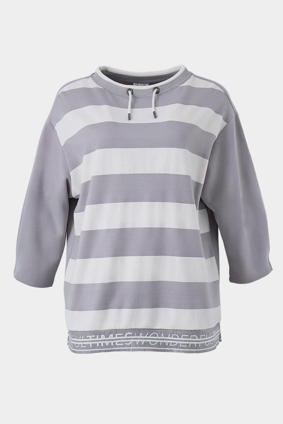 Пуловер Lebek в полоску серый
