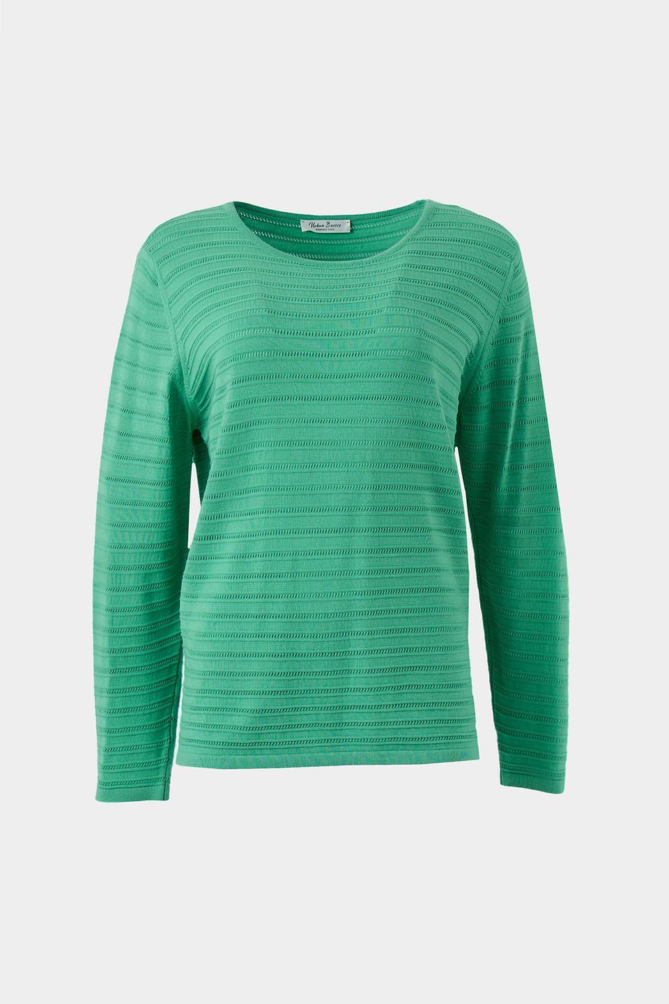 Пуловер Lebek зелёный в полоску