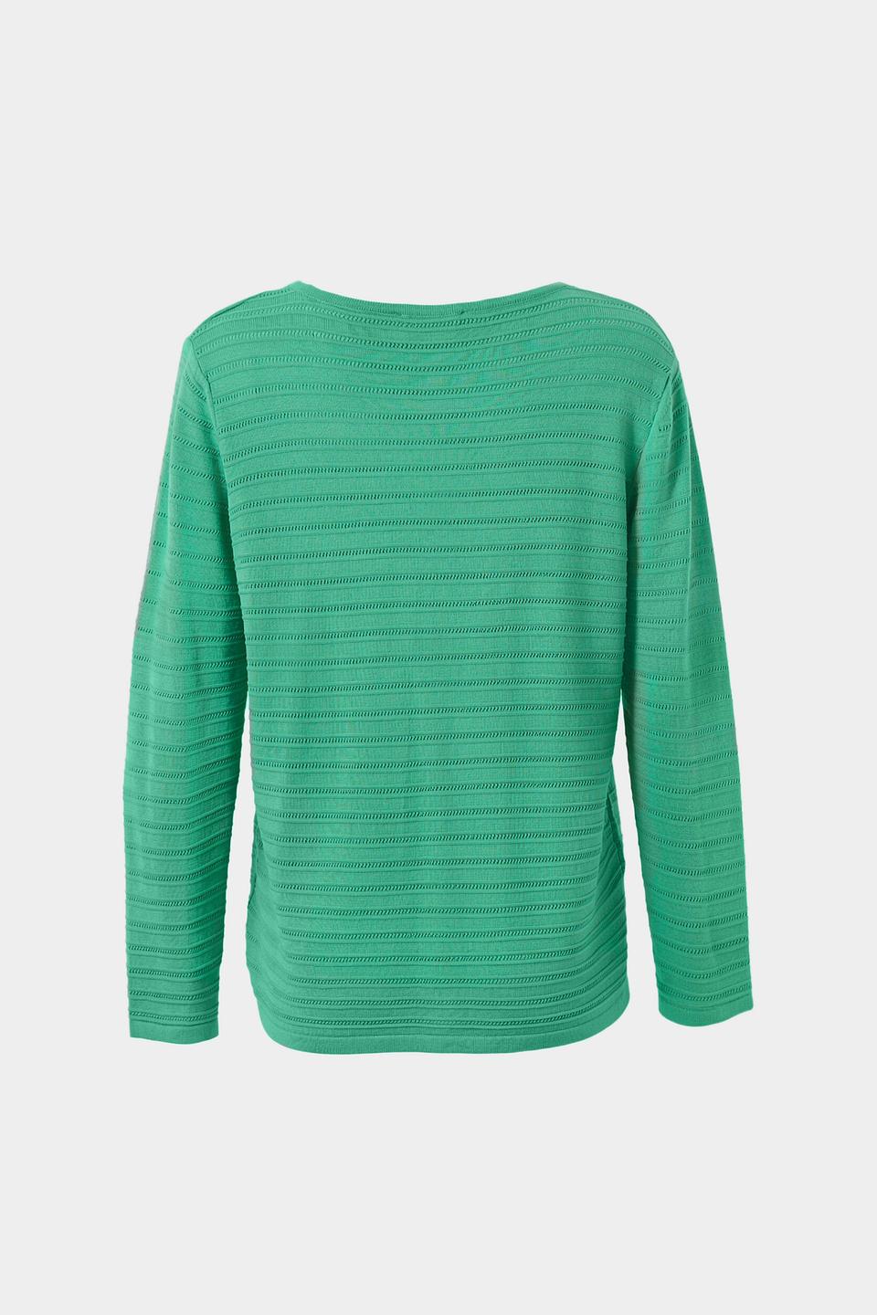 Пуловер Lebek зелёный в полоску