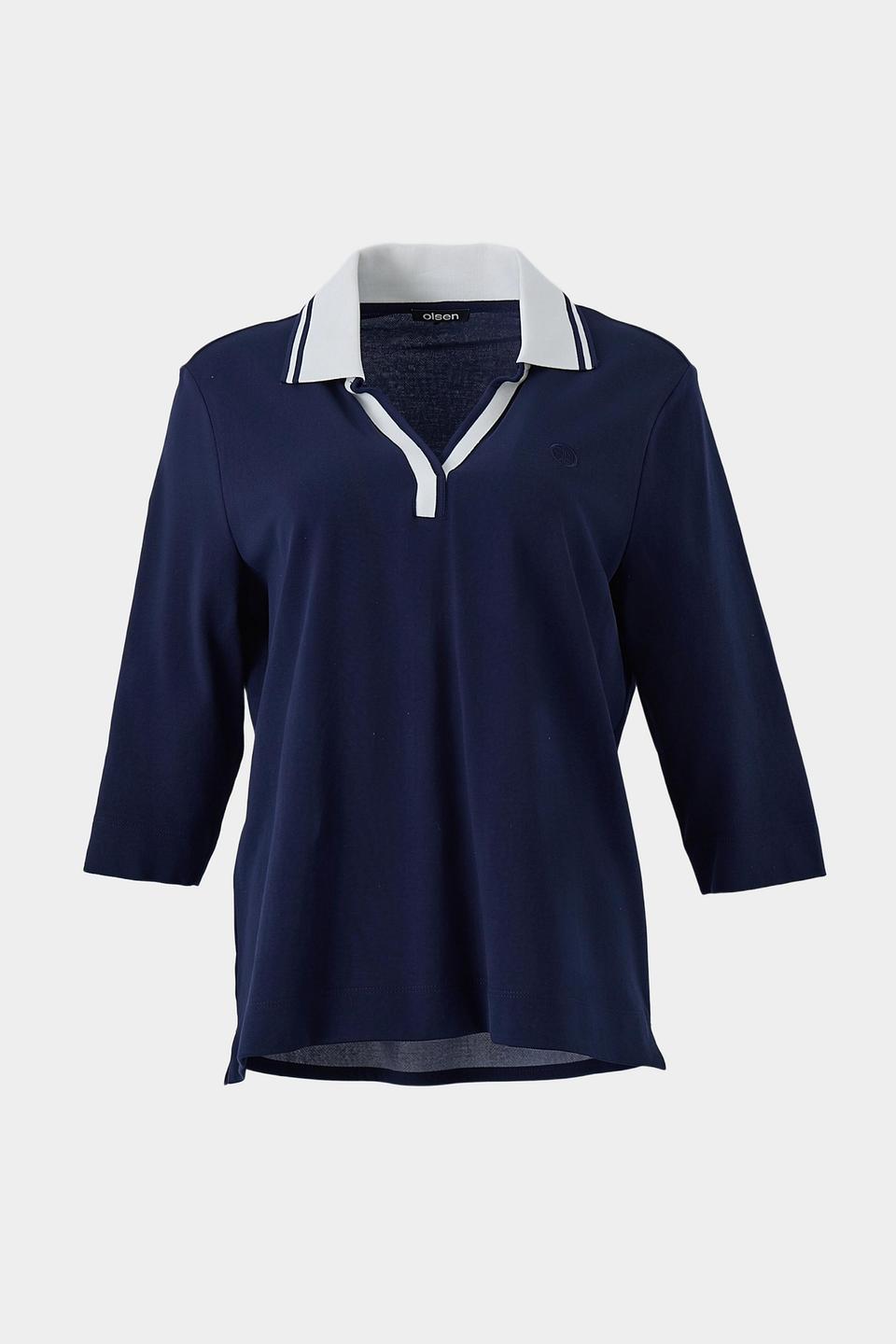 Поло Olsen c 3/4 рукавом, темно-синее