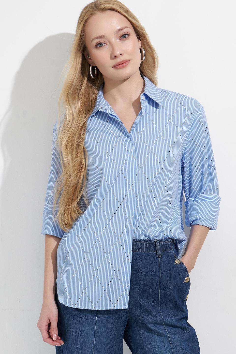 Блуза Lecomte в полоску с вышивкой