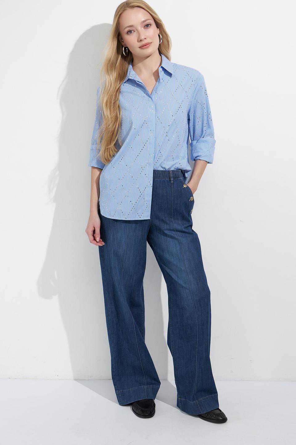 Блуза Lecomte в полоску с вышивкой