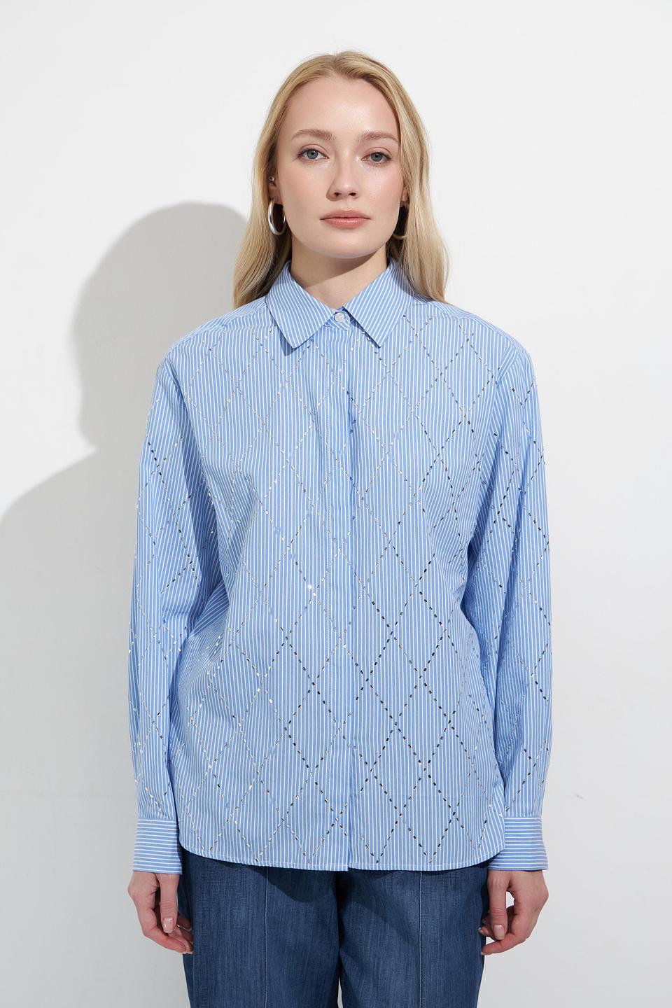 Блуза Lecomte в полоску с вышивкой