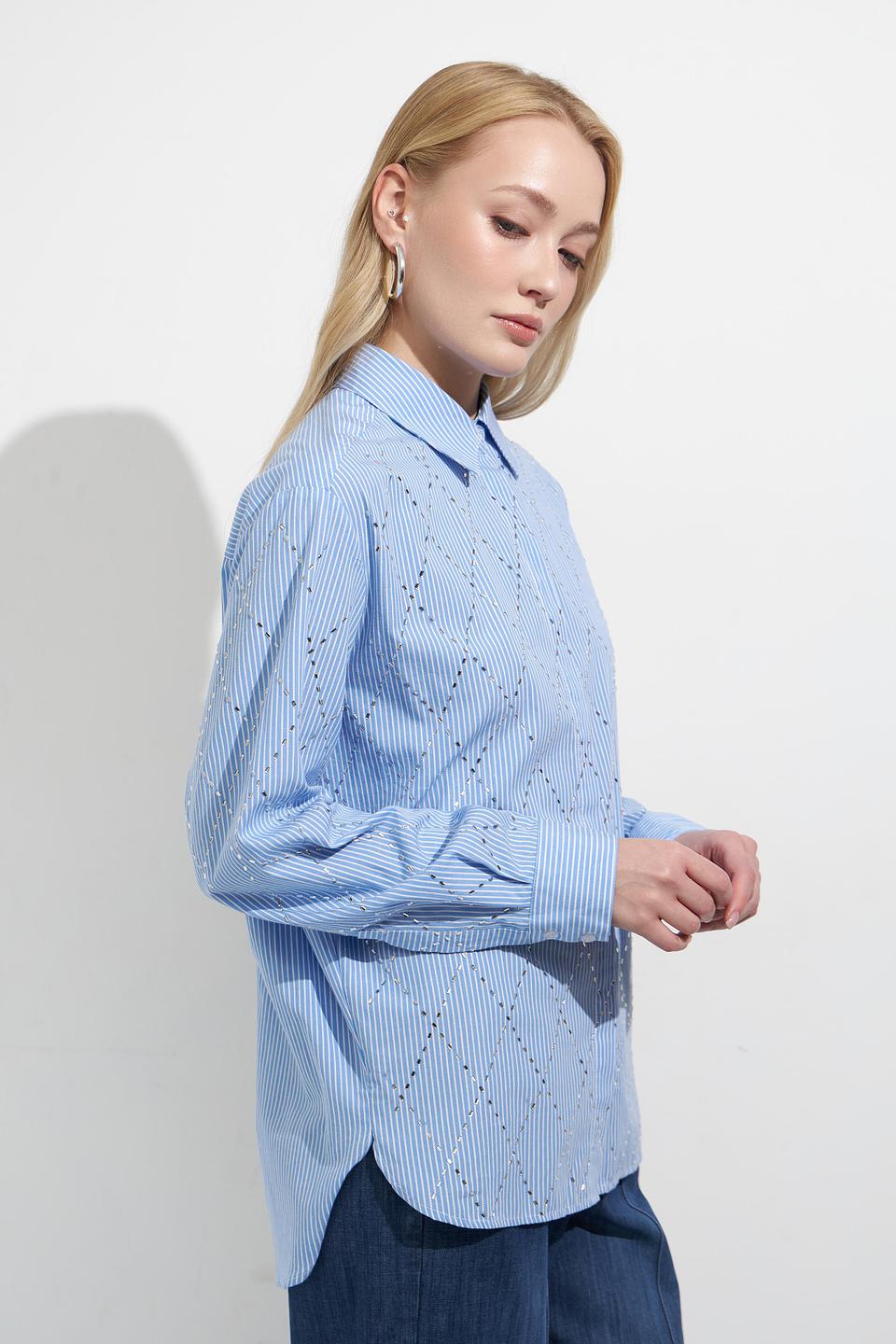 Блуза Lecomte в полоску с вышивкой