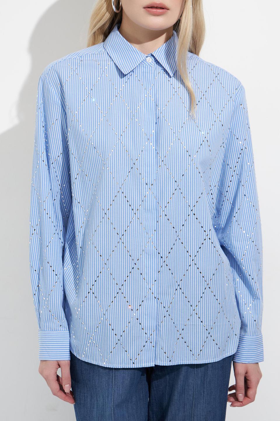 Блуза Lecomte в полоску с вышивкой