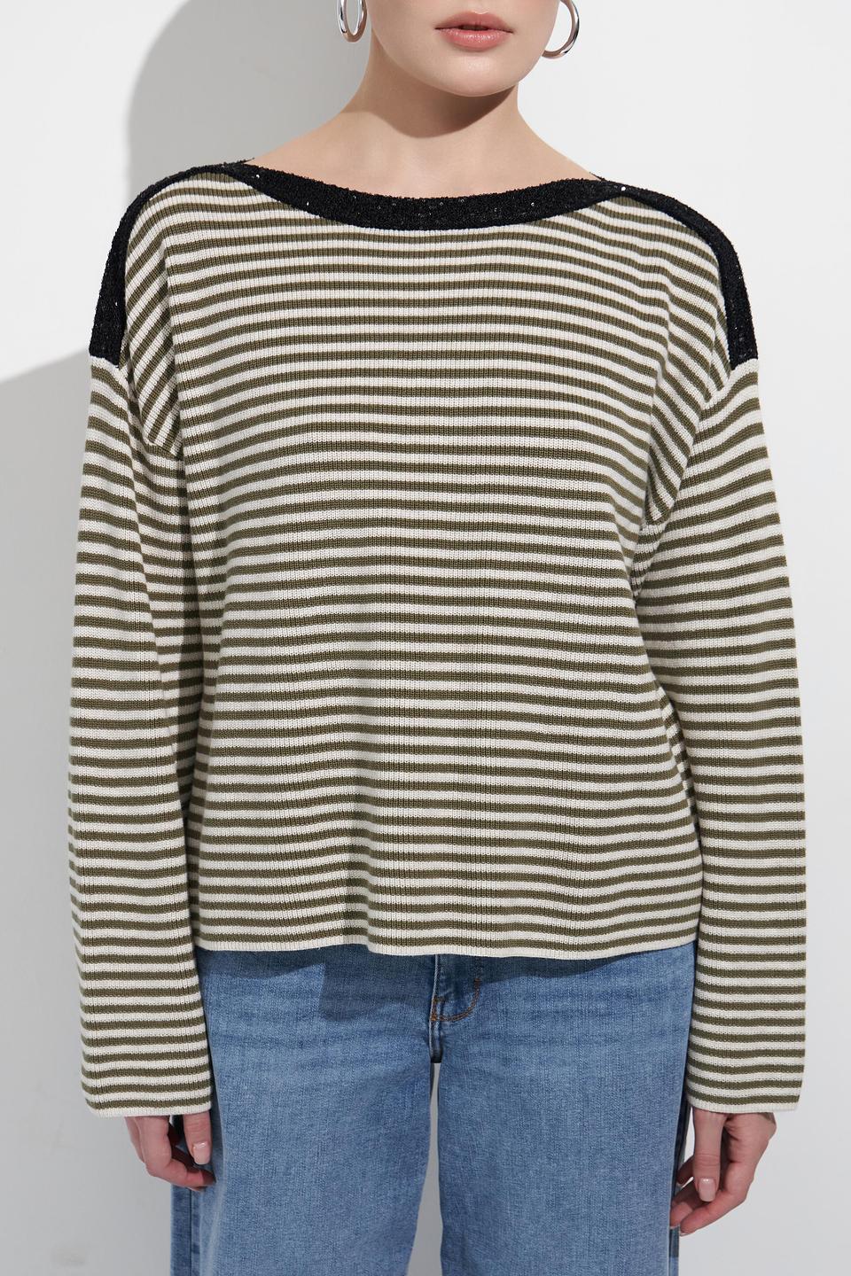 Пуловер Oui в полоску с пайетками