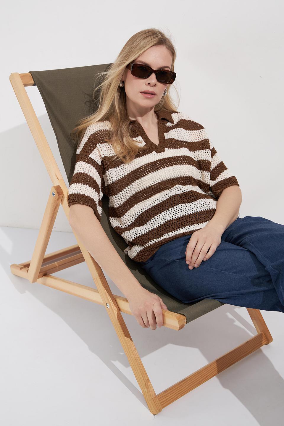 Пуловер Lecomte в полоску