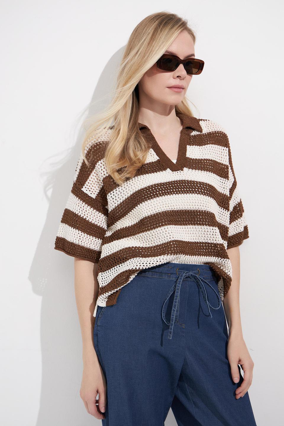 Пуловер Lecomte в полоску