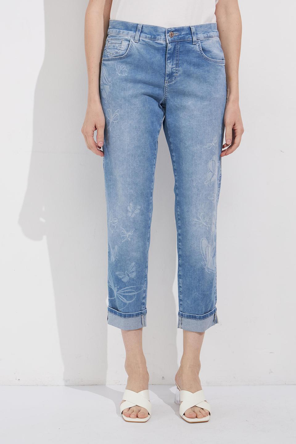 Джинсы Angels с вышивкой голубые