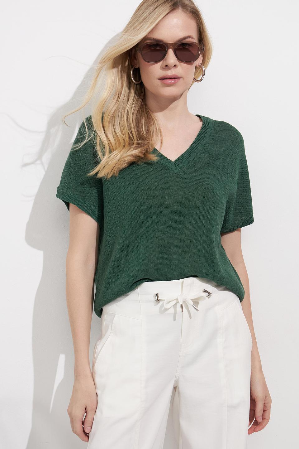 Пуловер Marc Aurel V-образный зелёный