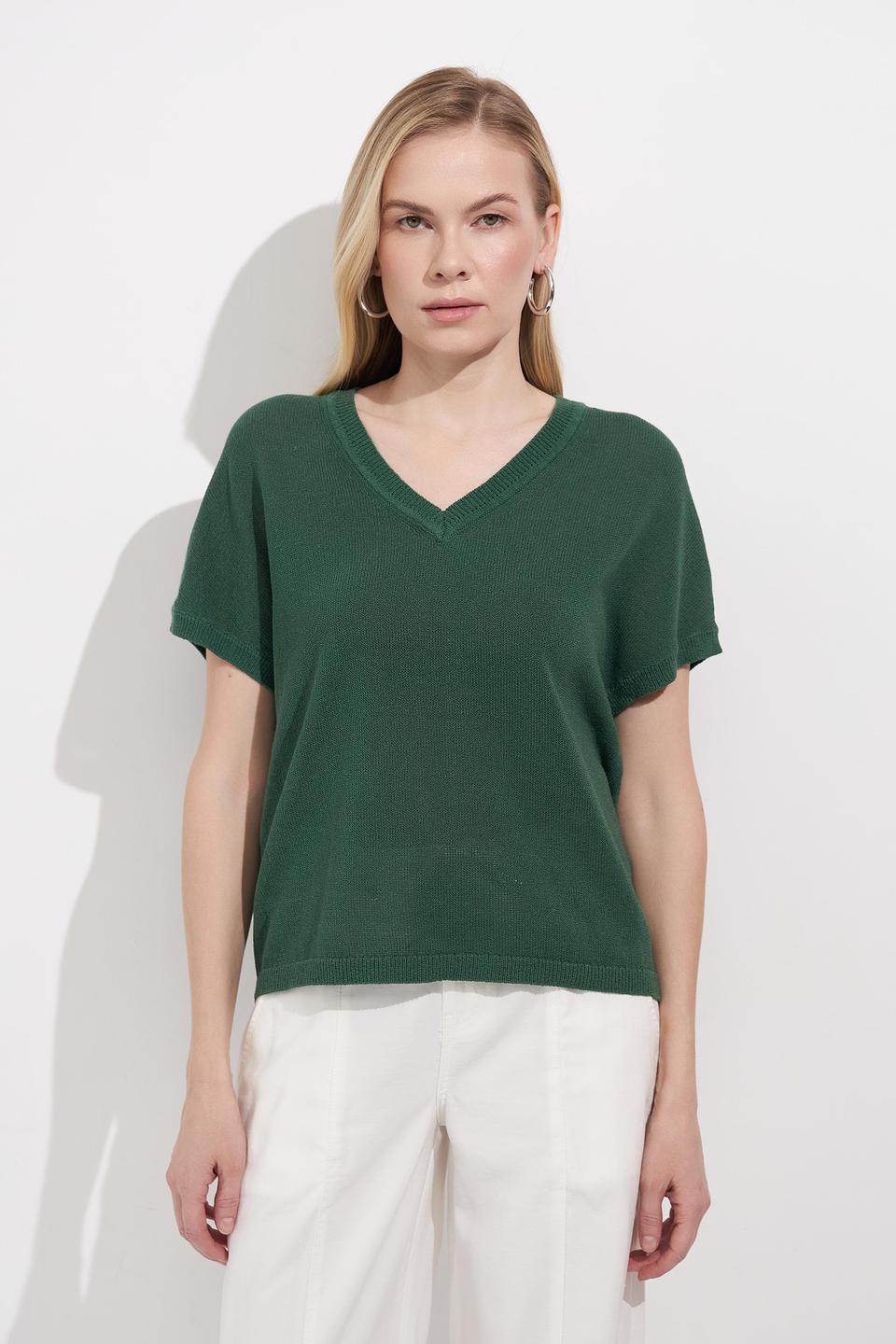 Пуловер Marc Aurel V-образный зелёный
