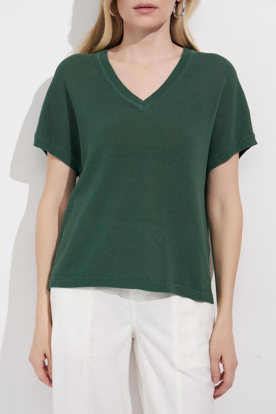 Пуловер Marc Aurel V-образный зелёный