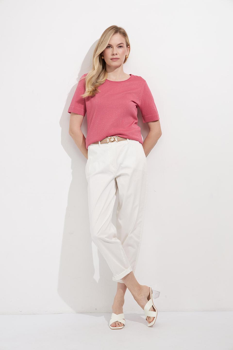 Пуловер Bianca с люрексом розовый