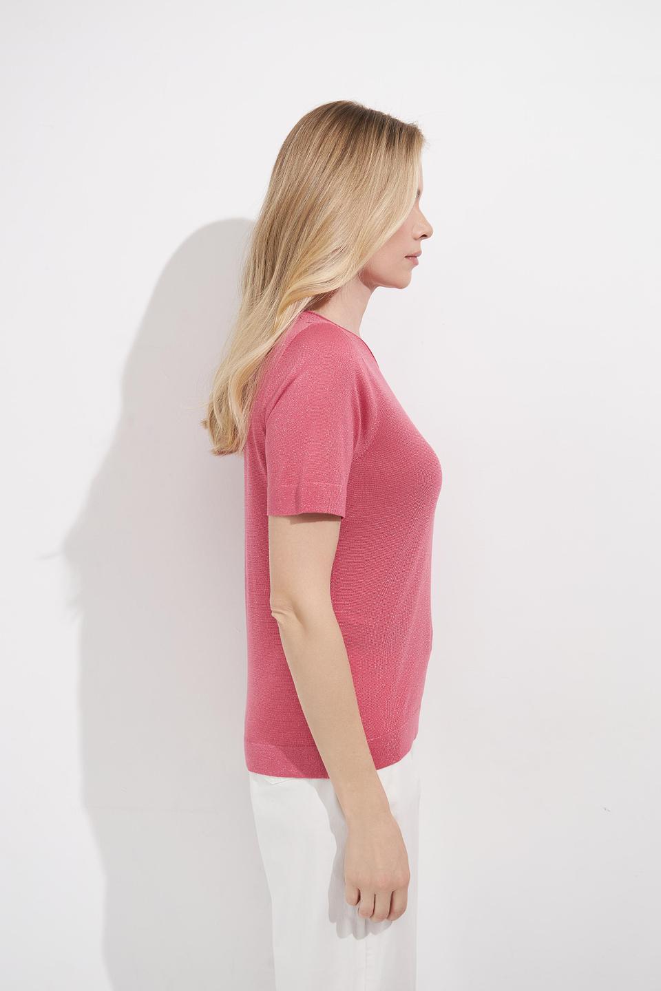 Пуловер Bianca с люрексом розовый