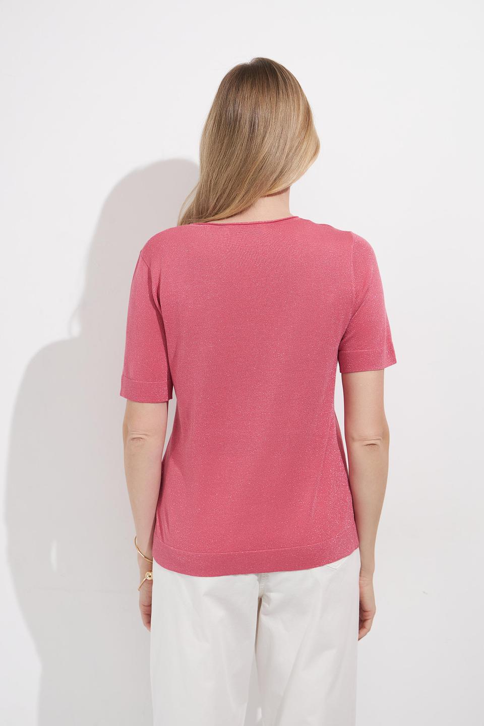 Пуловер Bianca с люрексом розовый