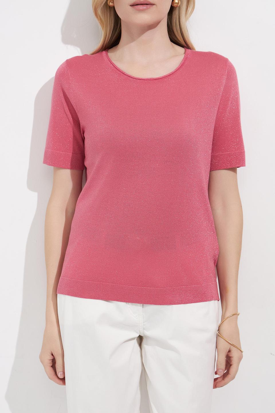 Пуловер Bianca с люрексом розовый