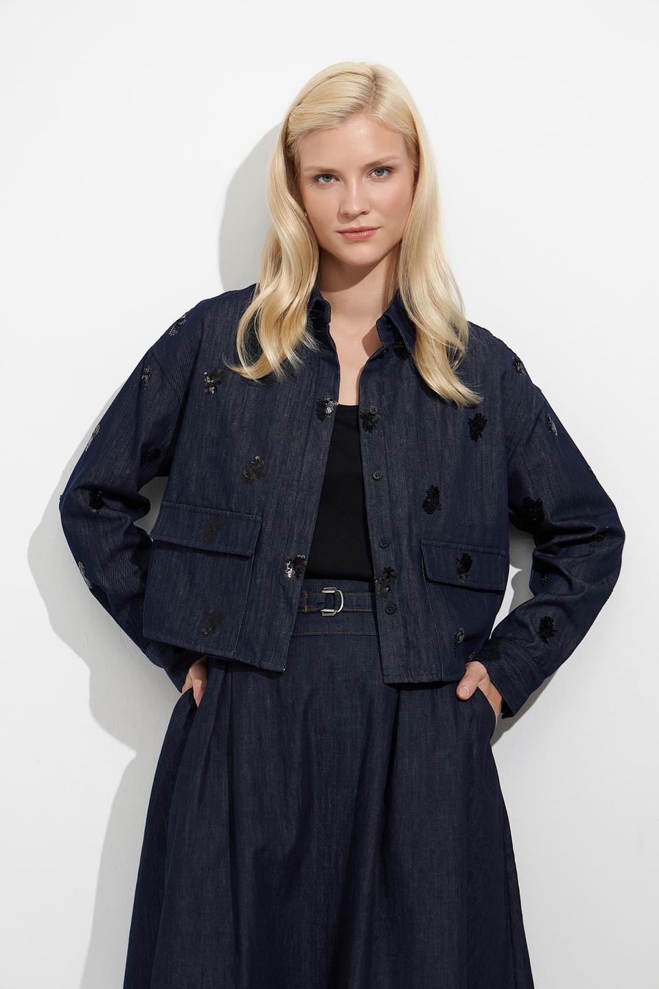 Жакет Oui с вышивкой джинсовый