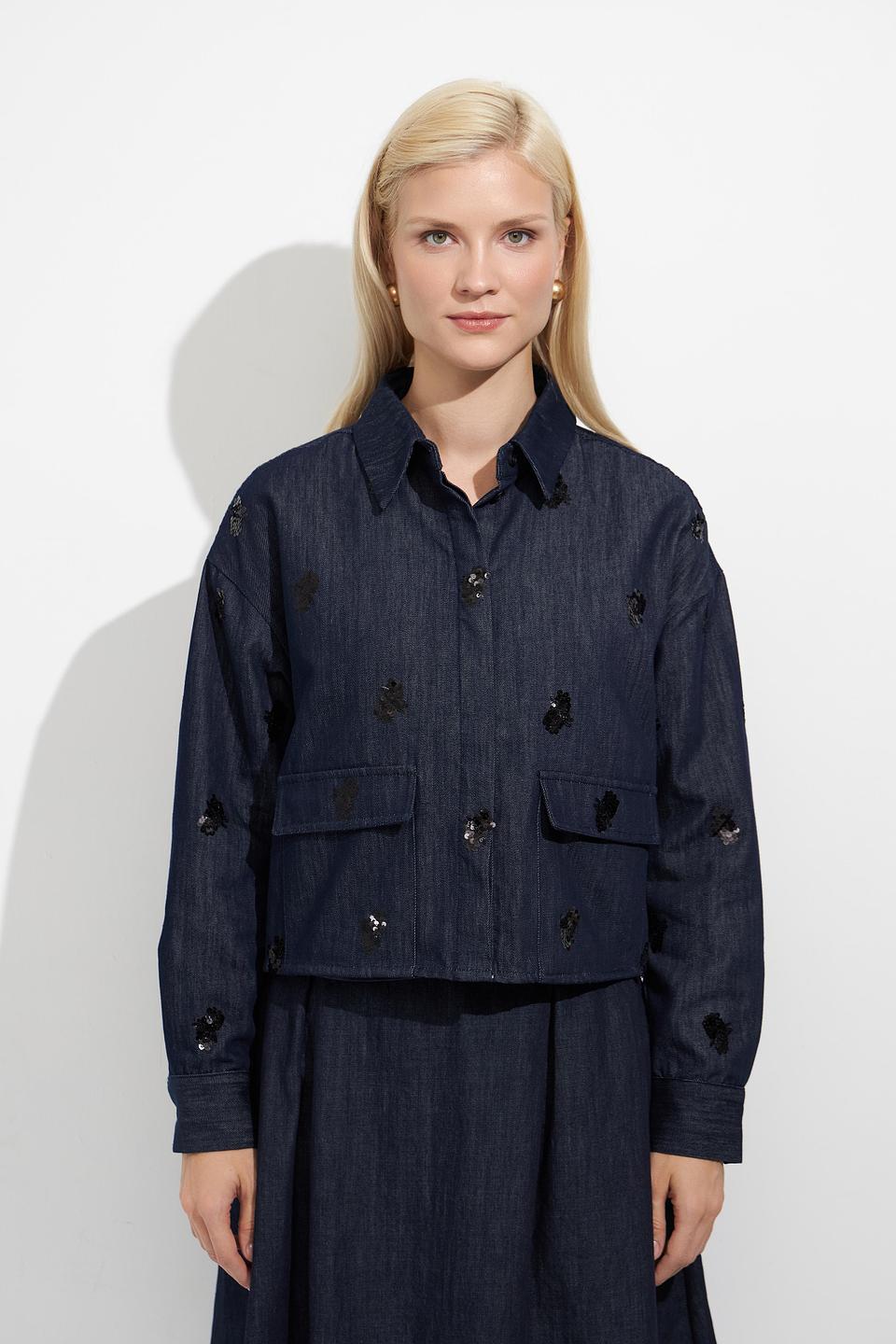 Жакет Oui с вышивкой джинсовый