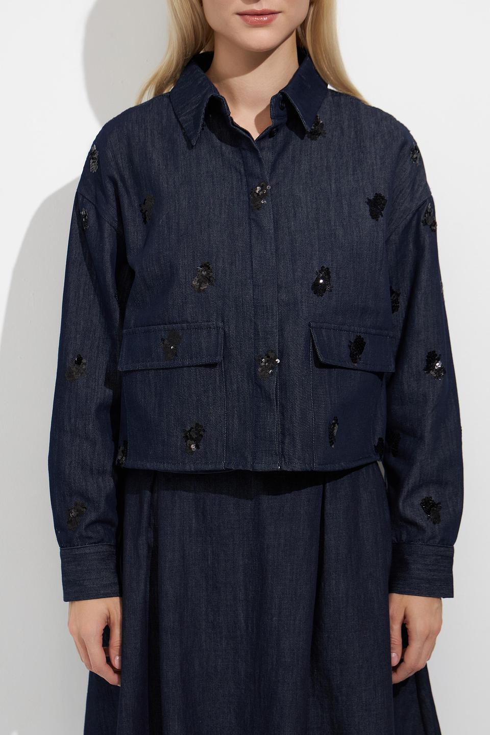 Жакет Oui с вышивкой джинсовый
