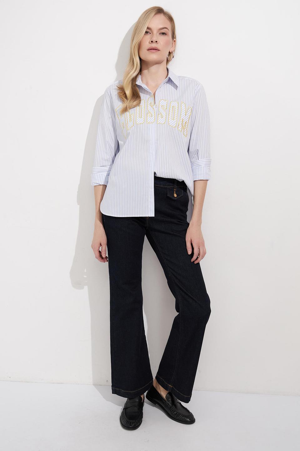 Блуза Lecomte в полоску с логотипом