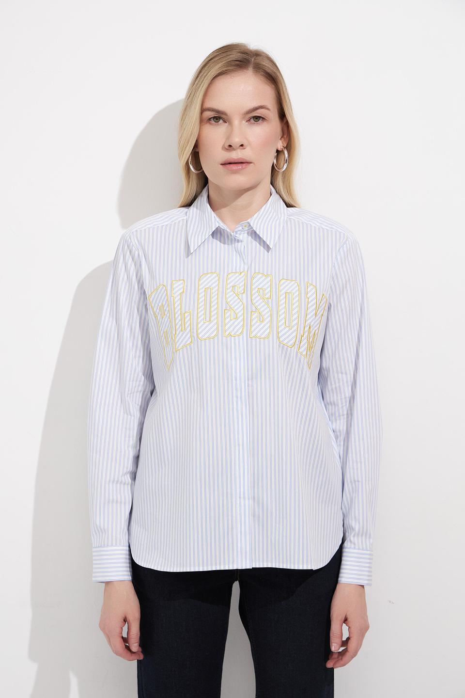 Блуза Lecomte в полоску с логотипом