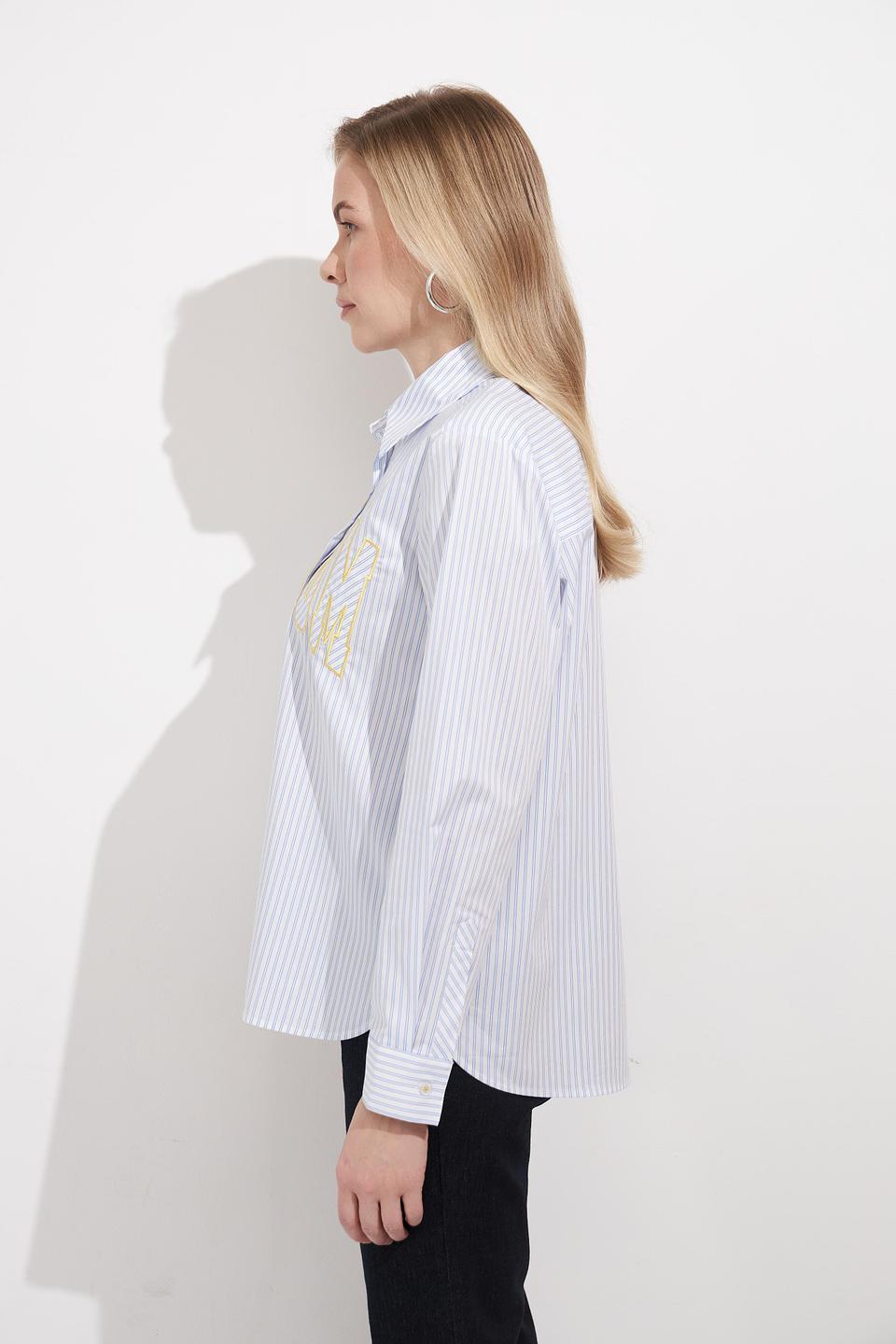 Блуза Lecomte в полоску с логотипом