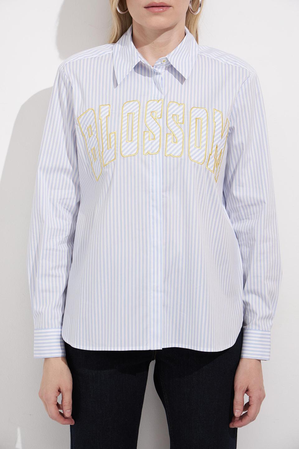 Блуза Lecomte в полоску с логотипом