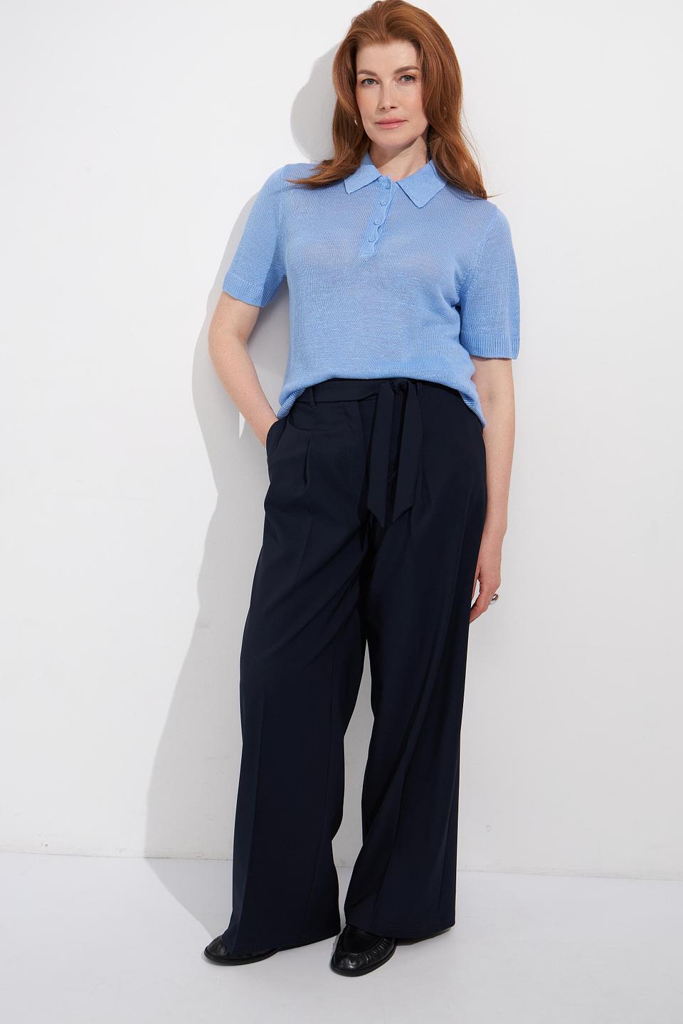 Пуловер Rabe collection голубой с воротником