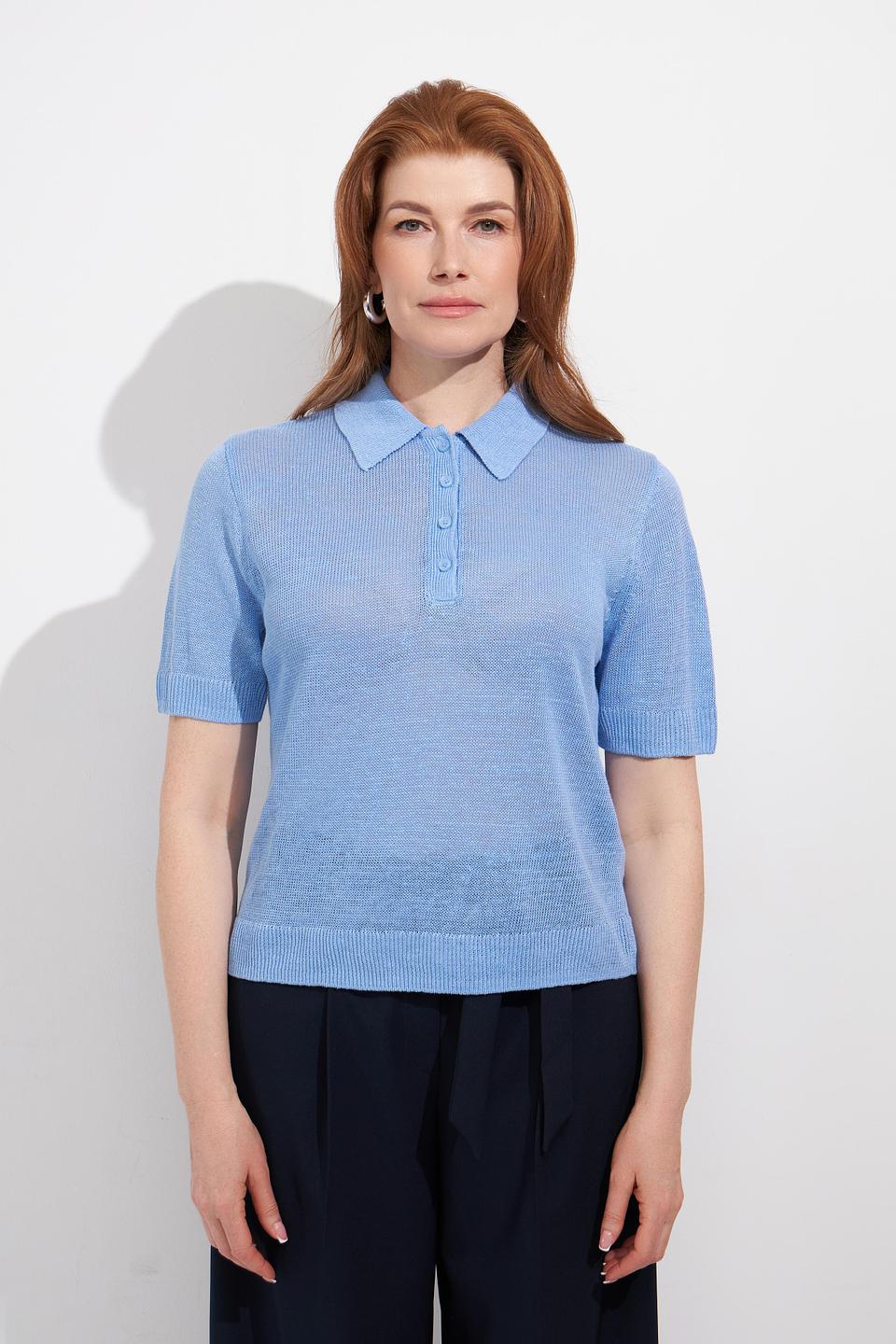 Пуловер Rabe collection голубой с воротником