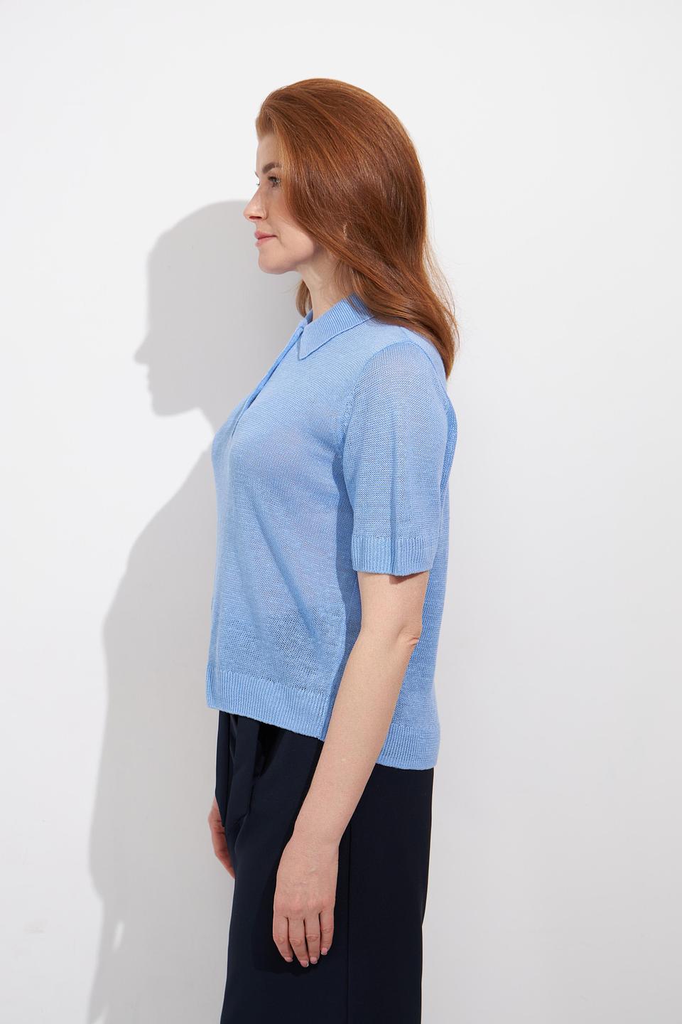 Пуловер Rabe collection голубой с воротником