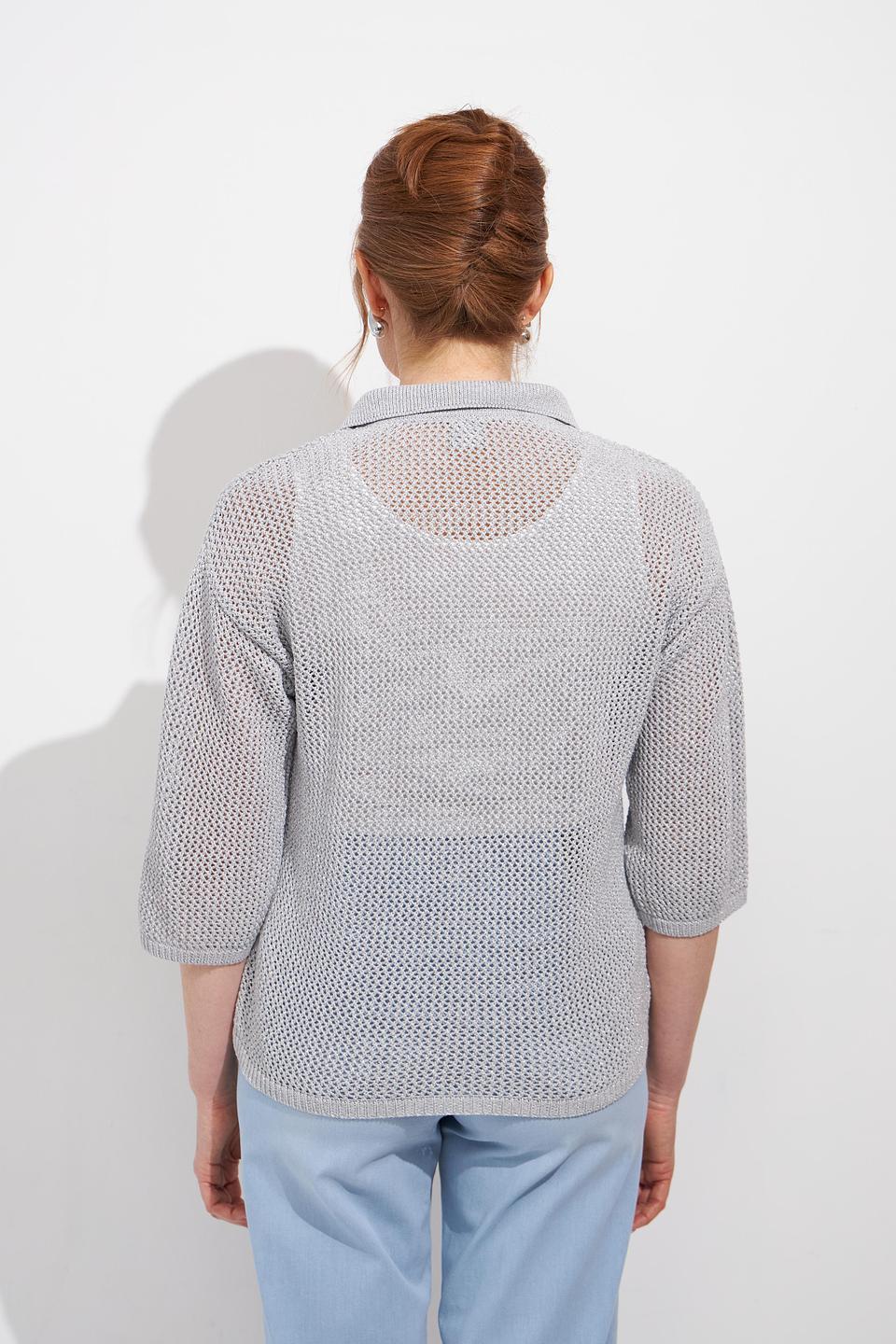 Пуловер Rabe collection серый с воротником-поло