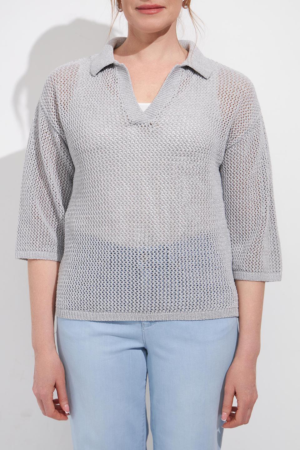 Пуловер Rabe collection серый с воротником-поло