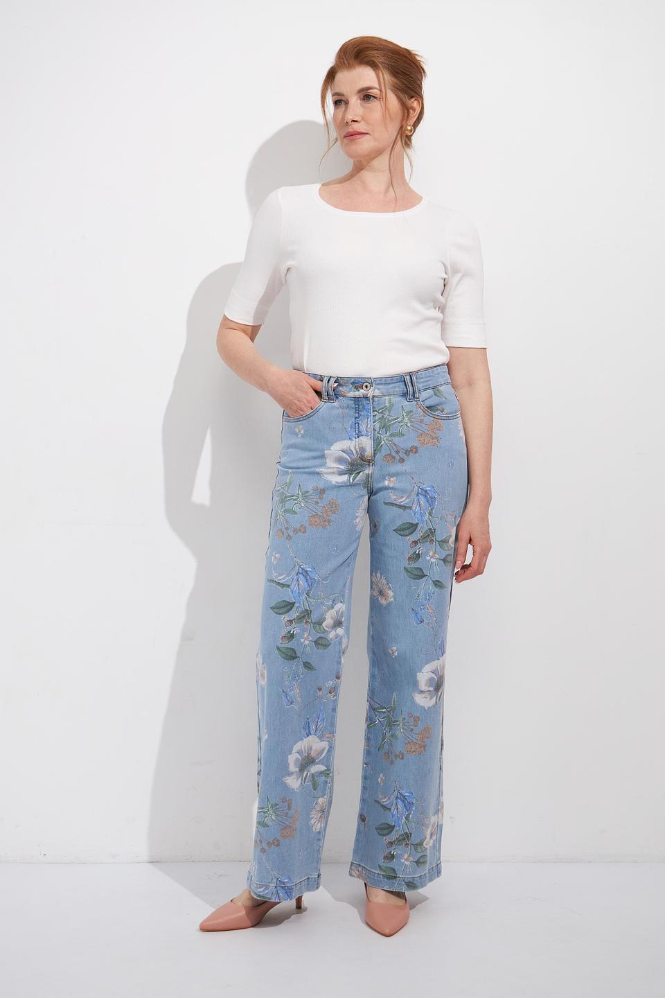 Джинсы Bianca с цветочным принтом