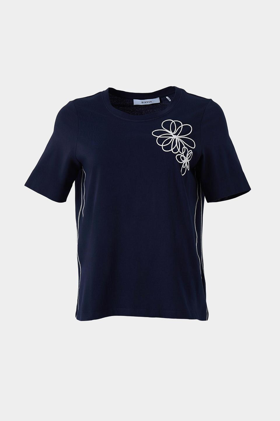 Футболка Bianca с цветами тёмно-синяя