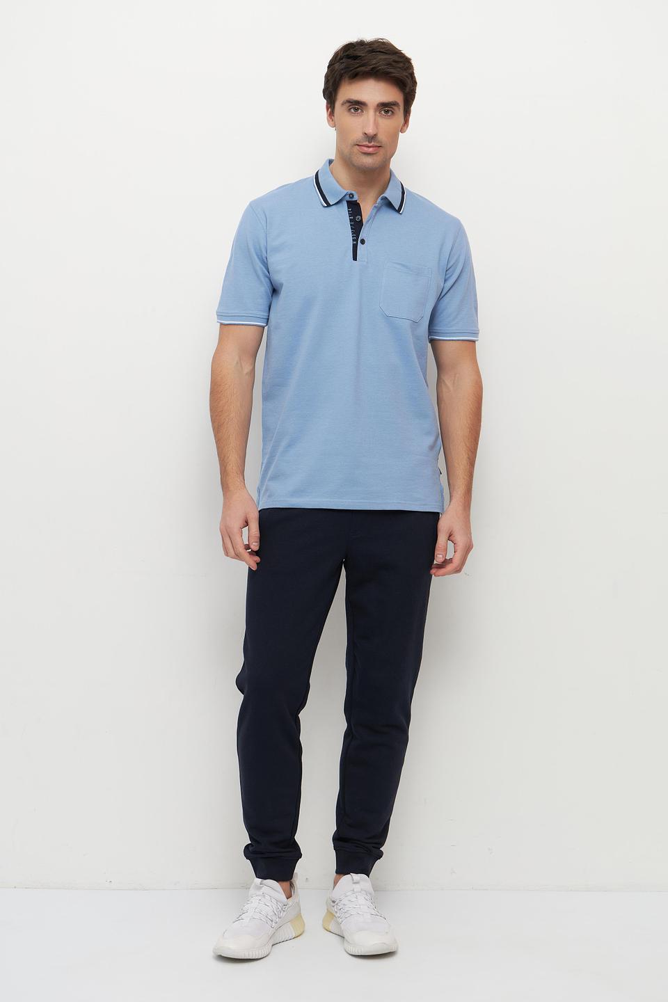 Поло Casa Moda голубое с принтом