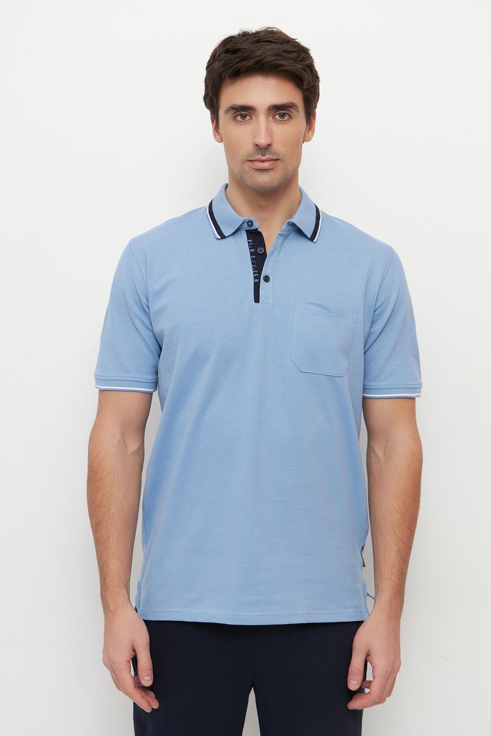 Поло Casa Moda голубое с принтом