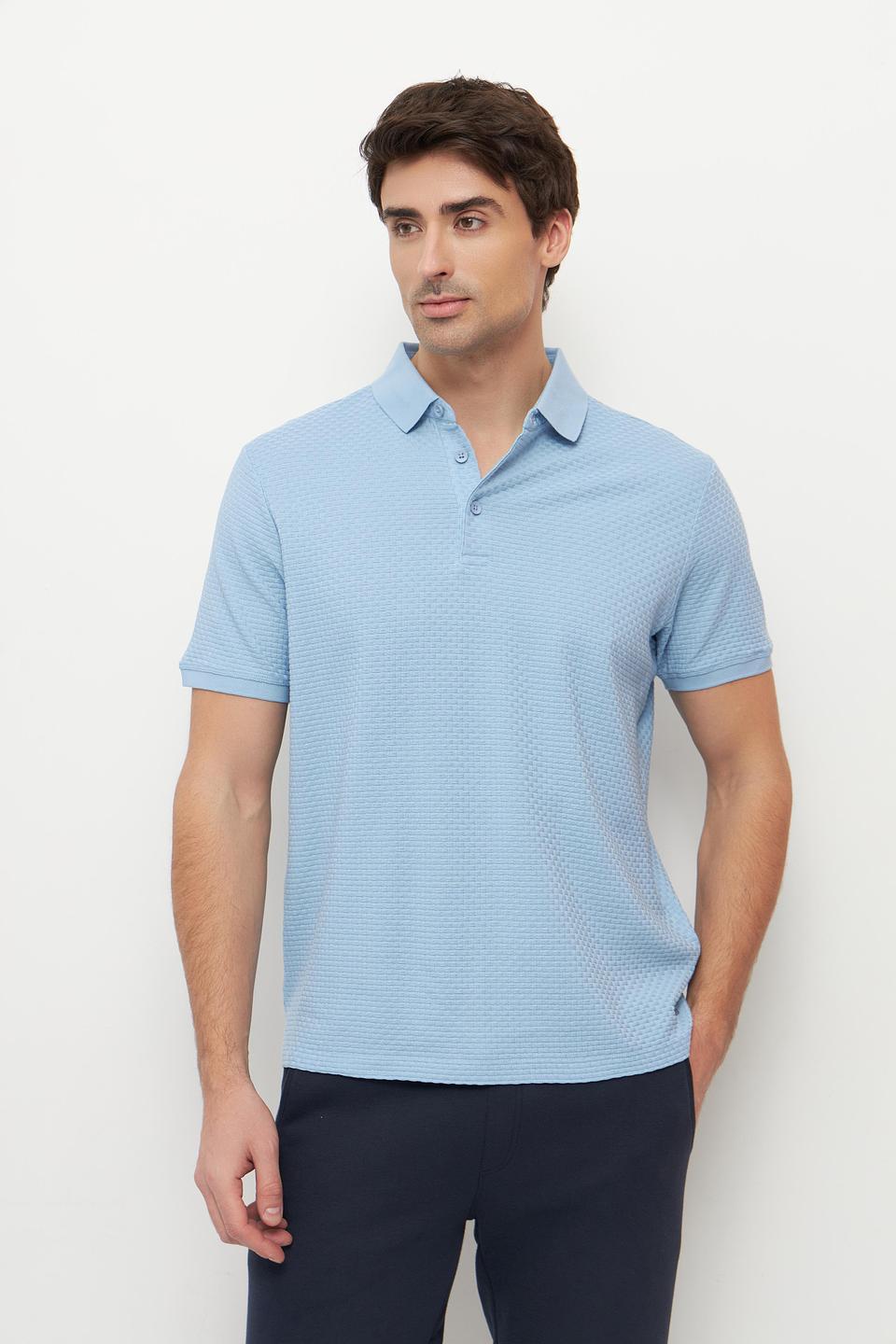 Поло Ragman голубое с текстурой