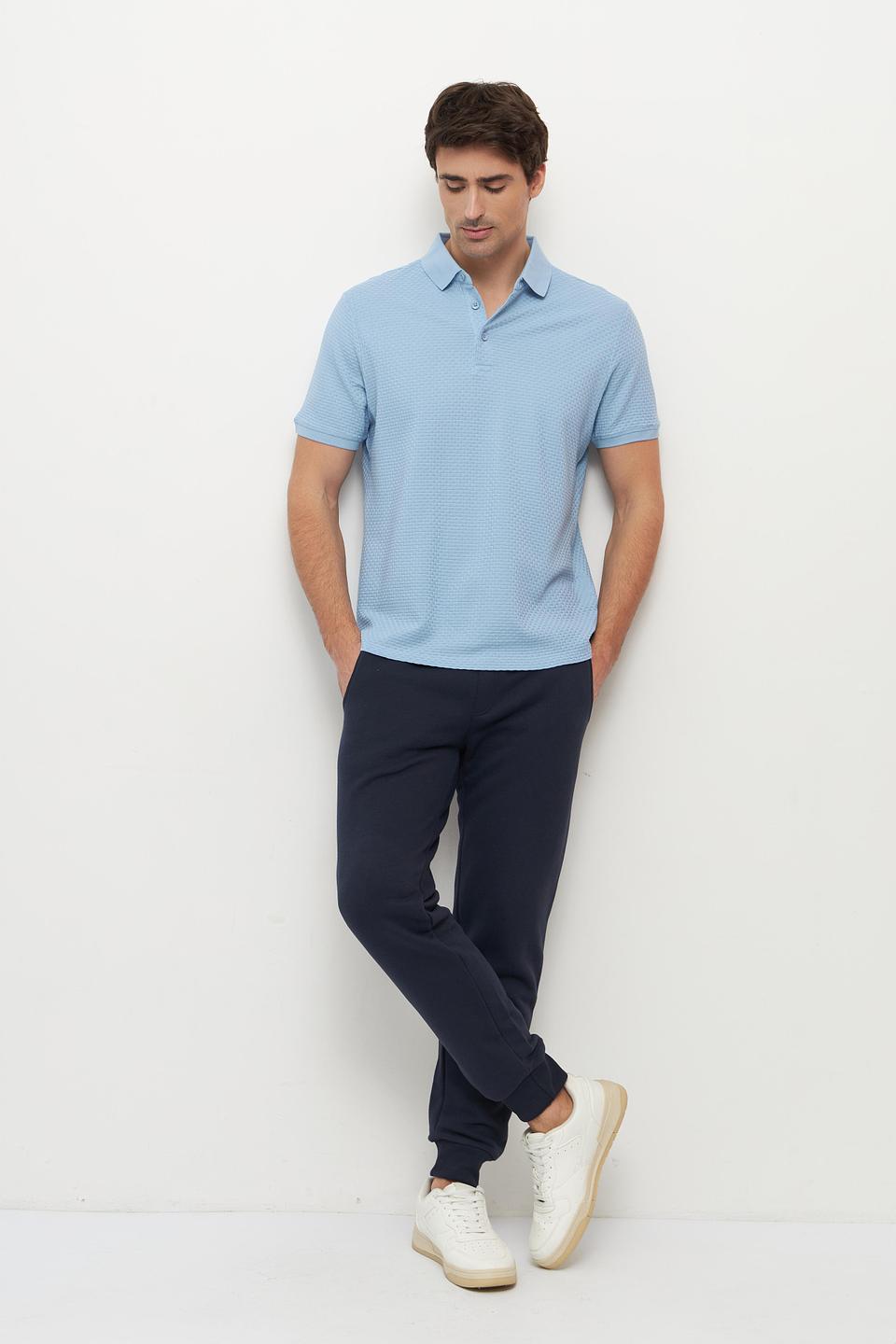 Поло Ragman голубое с текстурой