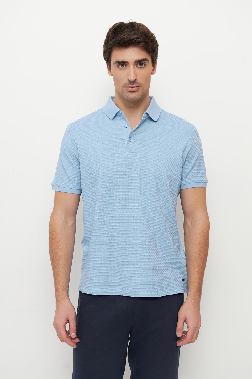 Поло Ragman голубое с текстурой