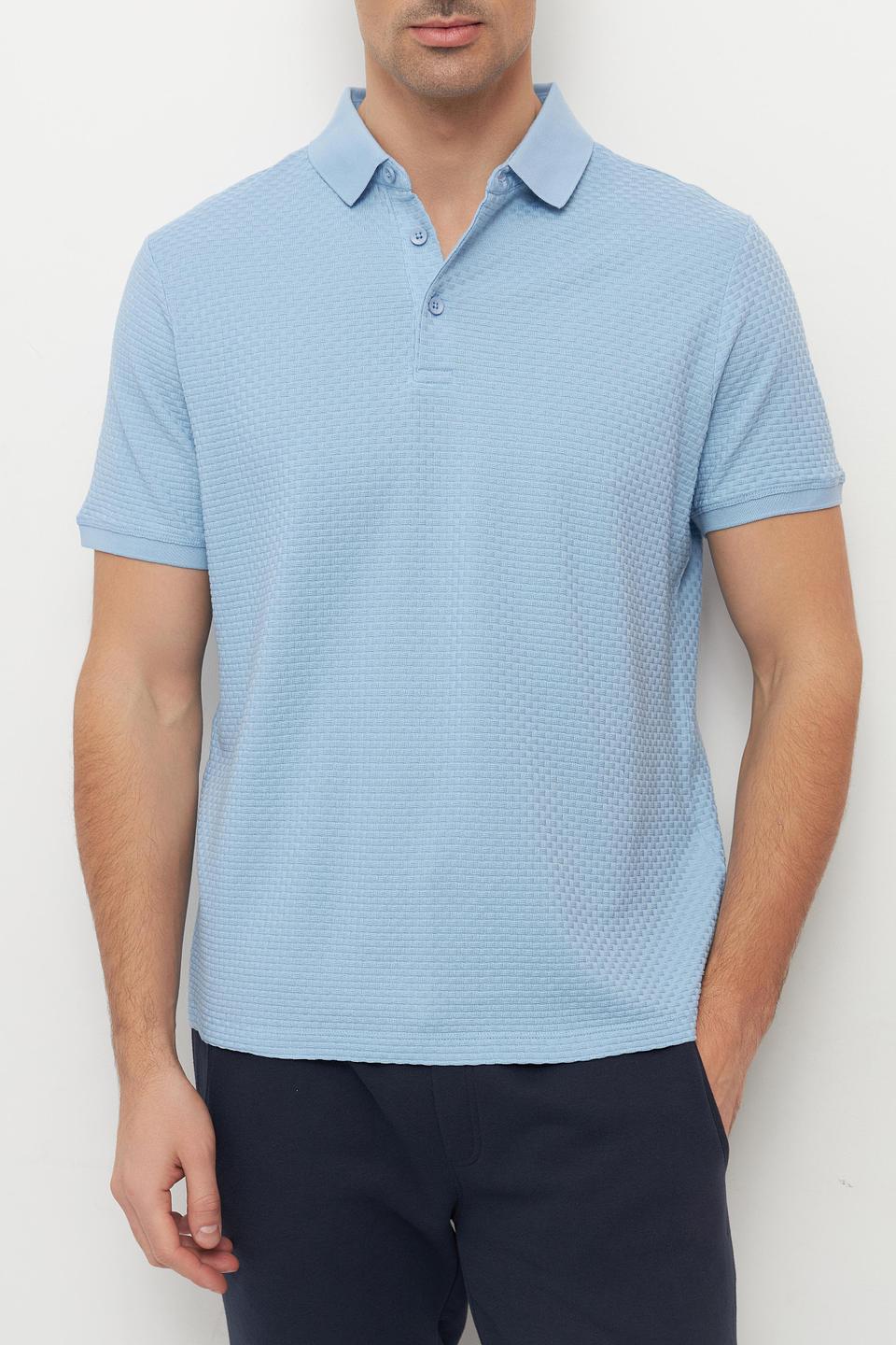 Поло Ragman голубое с текстурой